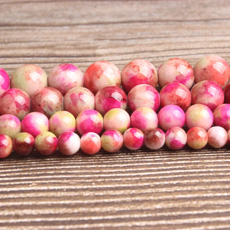 Lan Li fashion natural Jewelry Peach colorful jades Loose beads DIY woman bracelet necklace ear stud accessories | Украшения и