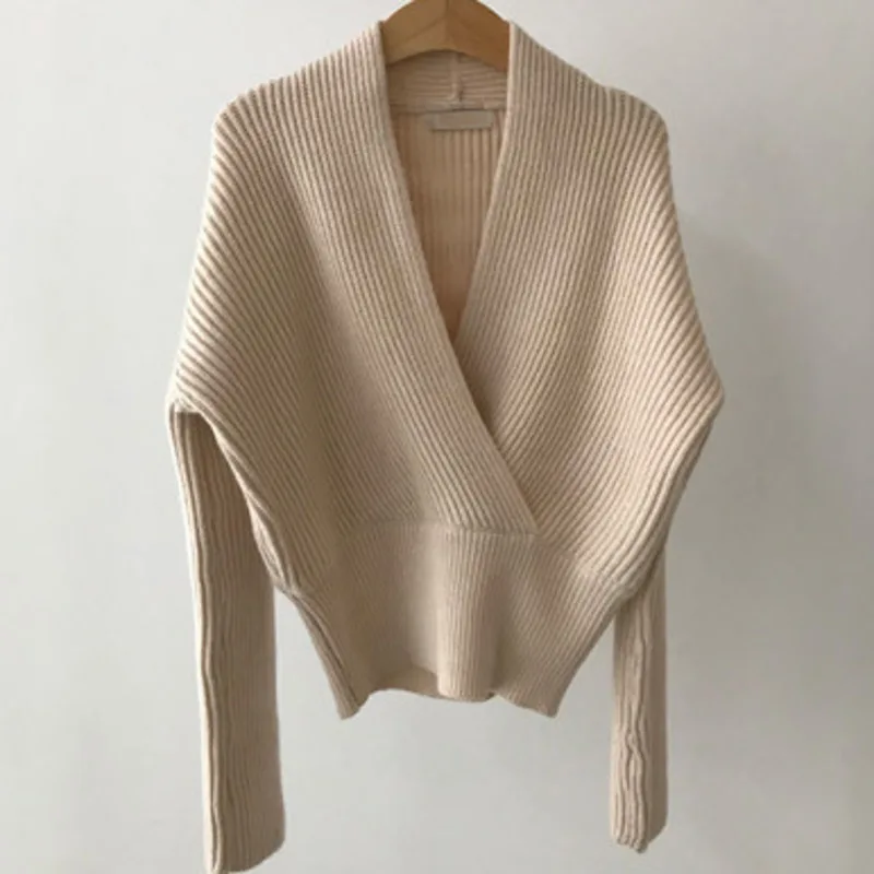 Вязаный женский Повседневный свитер сексуальный ВЯЗАННЫЙ ПУЛОВЕР С