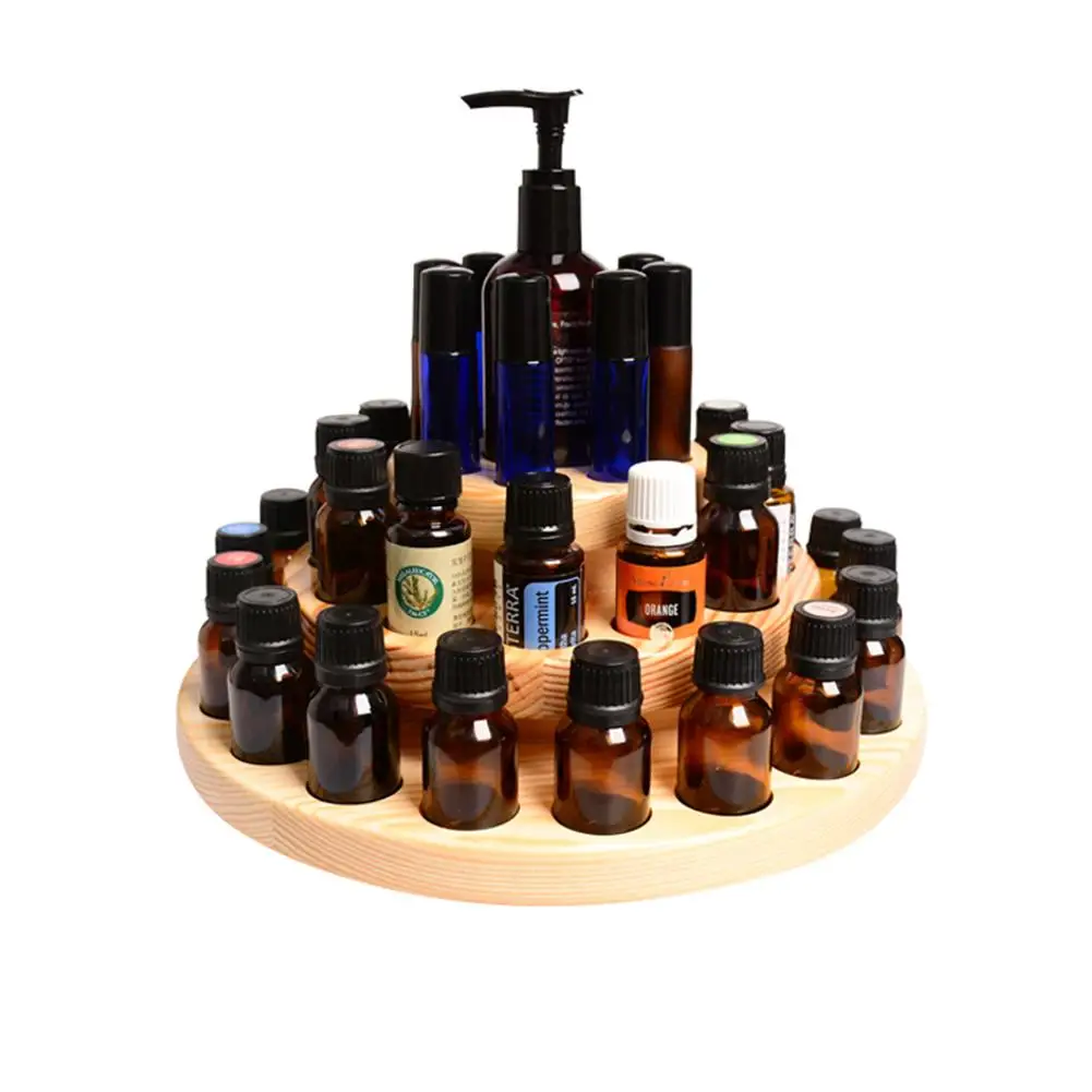 

39 Slots Three Layers Essential Oil Storage Box Wooden Case Aromatherapy Oils Organizer Solid Wood Display Stand Household