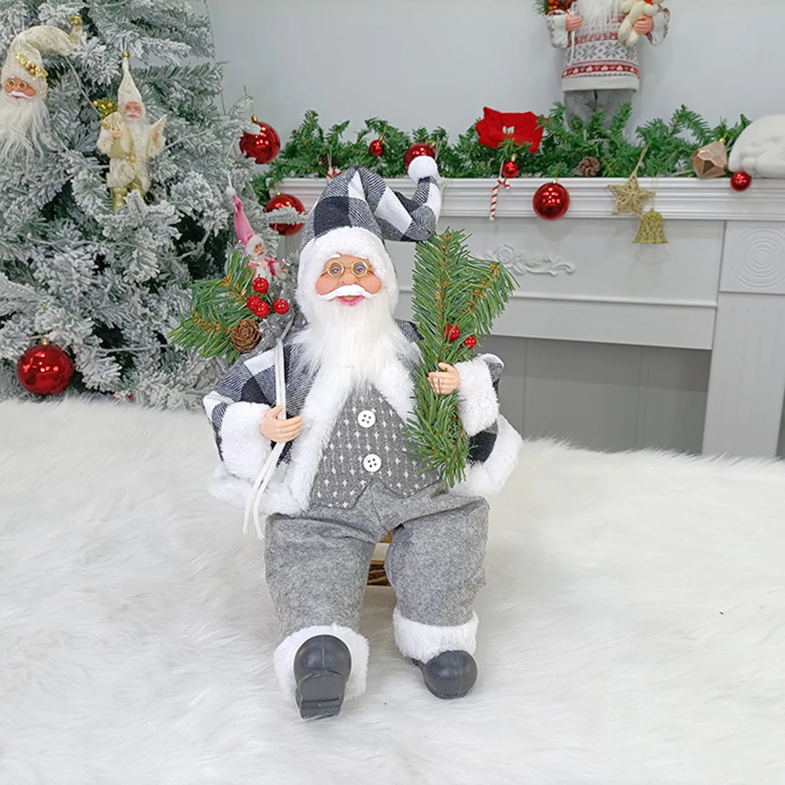 

Christmas Standing Elderly Doll Ornament Pendant Christmas Child Gift Toy Table Decoration For Home Christmas Ornaments 30cm