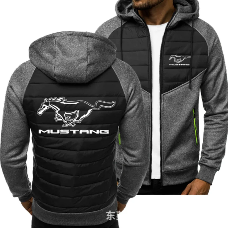 

2021new Men for MUSTANG Car Logo Print Spring Autumn Mens Jacket Casual Sweatshirt Long Sleeve Mens zipper Jacket Man Hoody L