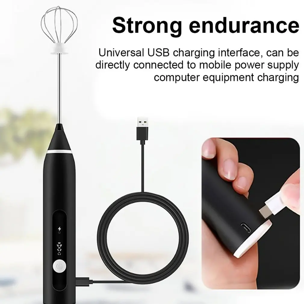 

3-speed Electric Egg Beater Kitchen Tools Rechargeable Coffee Mixer Handhold Milk Shaker Maker Frother Foamer Mixer Food Mixer