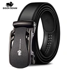 Мужской ремень из натуральной коровьей кожи BISON DENIM, черный ремень с автоматической пряжкой, деловые мужские ремни высокого качества, N71319