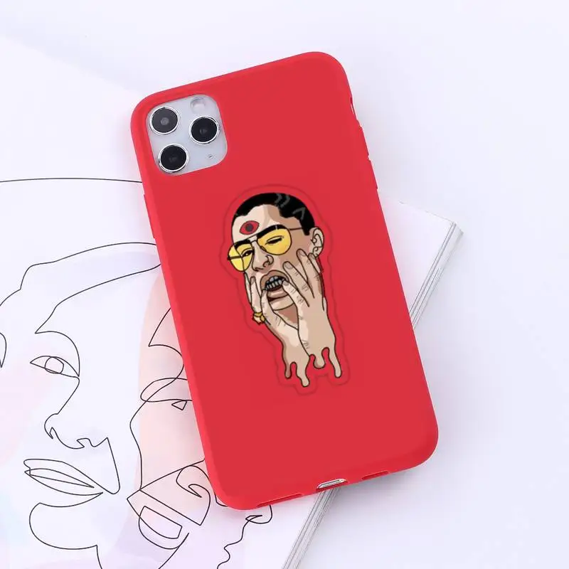 

Yo Perreo Sola Bad Bunny Maluma Phone Case Red Candy Color for iPhone 6 7 8 11 12 s mini pro X XS XR MAX Plus