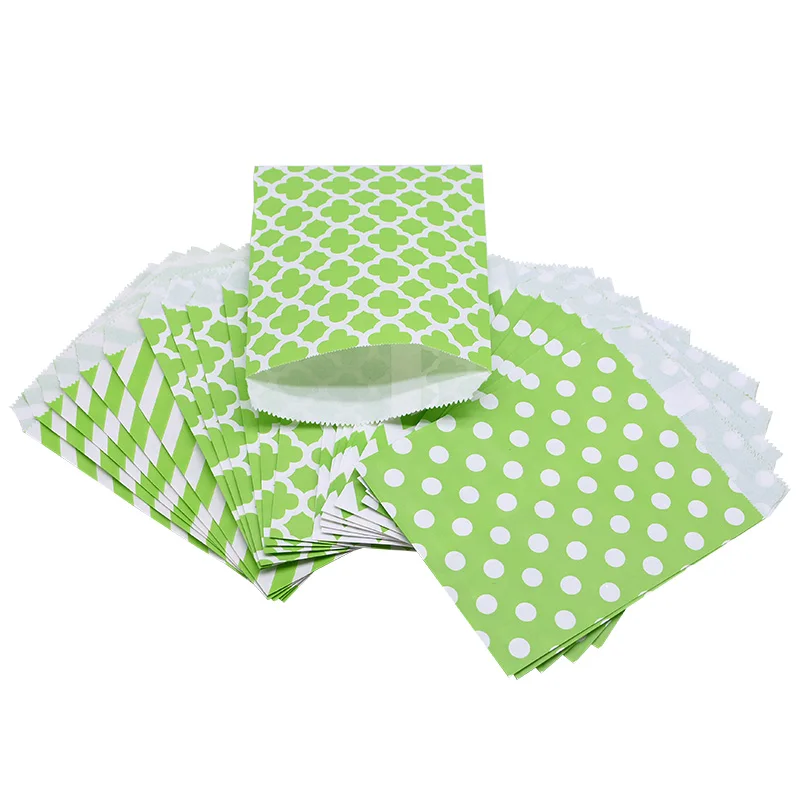 25/50pcs 18*13cm Kraft Paper Bags Wave Stripe Dot Gift Bag for Wedding Birthday Candy Snack Bag Festival Party Wrapping Supplies