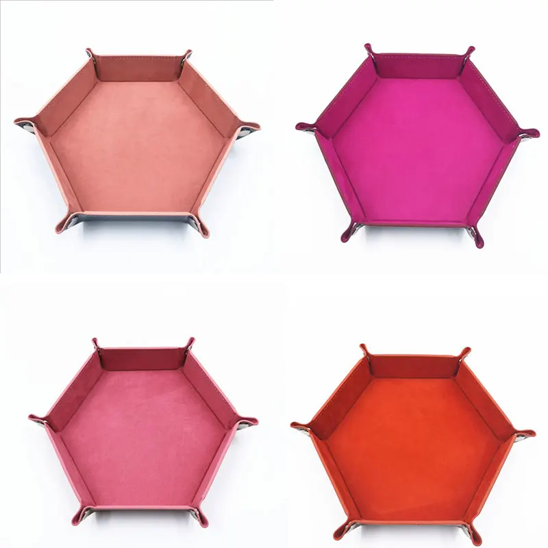 Складная кости лоток коробка из искусственной кожи складной шестигранный