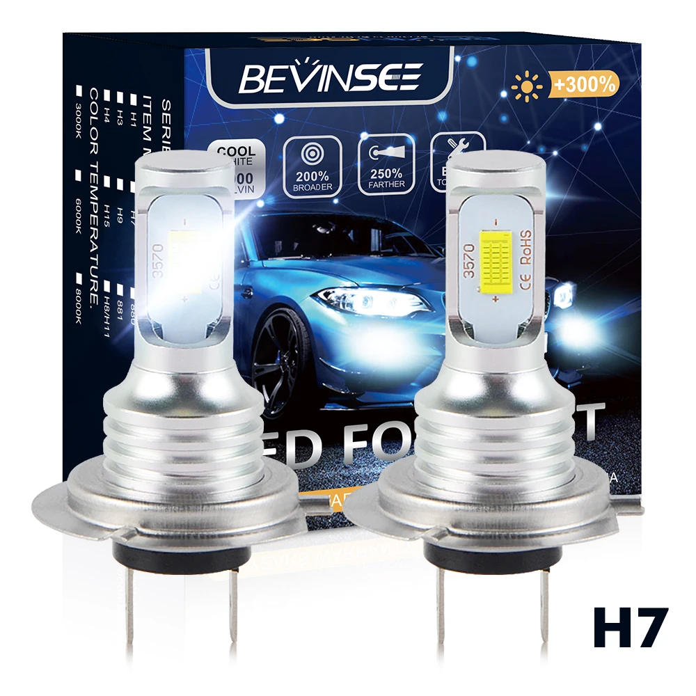 

Bevinsee H7 H11 LED Bulbs H1 9006 HB4 Car Fog Lamp H3 880 881 Day Driving Running Light 12V 6500K White Auto Leds Light