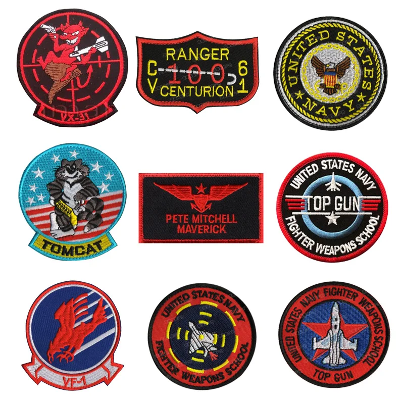 

1PC Hot 3D Embroidery Aviation Pilot Eagle Aircraft VF-1/TOP GUN Army Arms Morale Chapter Patch Patch Badge Clothes Jacket Icon