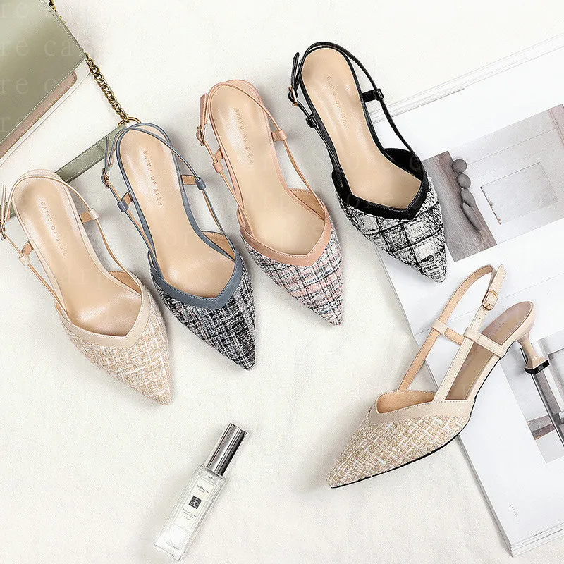 

women shoe sandals women 2021 Fine before package after mixing with special material belt buckles high heels