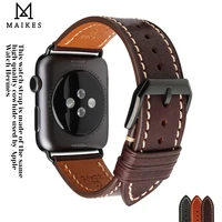 maikes premium leather watch band for apple watch 7 6 se 5 4 3 45mm 41mm 42mm 38mm 44mm 40mm iwatch strap loop