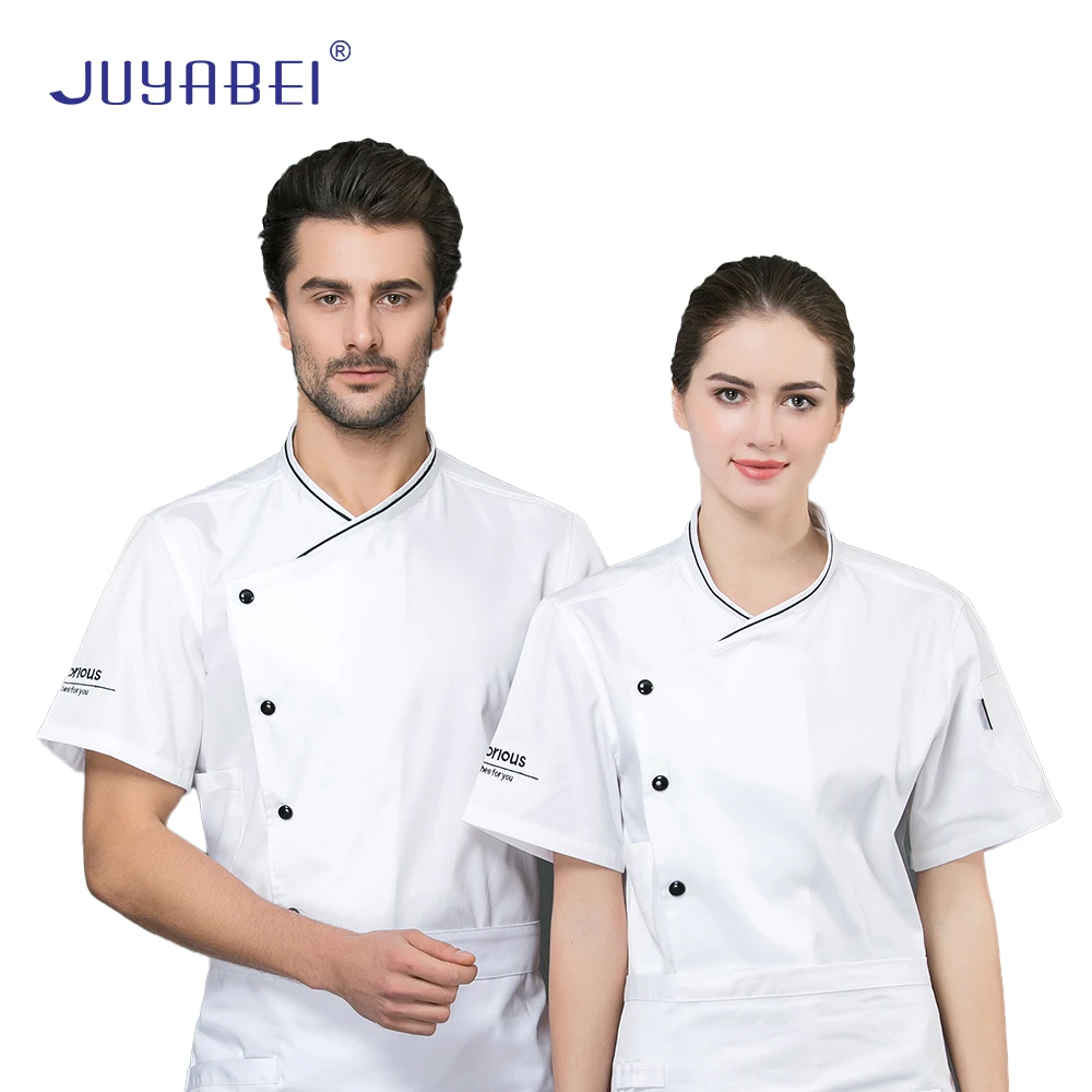 

Chef Jacket Restaurant Uniform Shirts Short Sleeve Kitchen Bakery Cook Waiter Waitress Catering Bakery Food Service Work Clothes