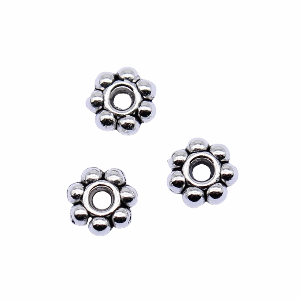 

40pcs Wholesale Jewelry Accessories Pendant Samll Spacer Bead 5x5mm Antique Silver Color