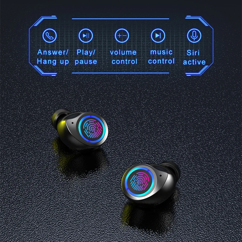 TWS 5 0 настоящие беспроводные Светодиодные Ультра Мини Bluetooth наушники спортивные 9D