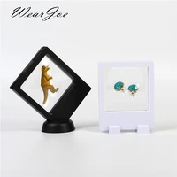 jewelry ring pendant display stand holder elastic membrane diamond storage box sealed gift gem stones floating presentation case