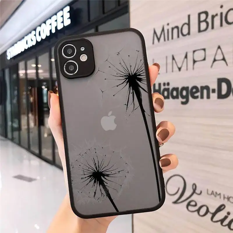 

Dandelion plant leaves black Phone Case Matte Transparent for iPhone 7 8 11 12 s mini pro X XS XR MAX Plus cover funda
