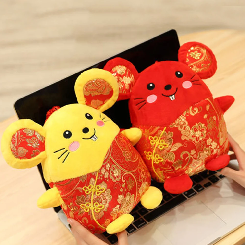Год мыши Kawaii Китай счастливый мешок крыса плюшевая мышь в Танг костюм игрушка Год Вечерние подарок Счастливый украшение дома кулон
