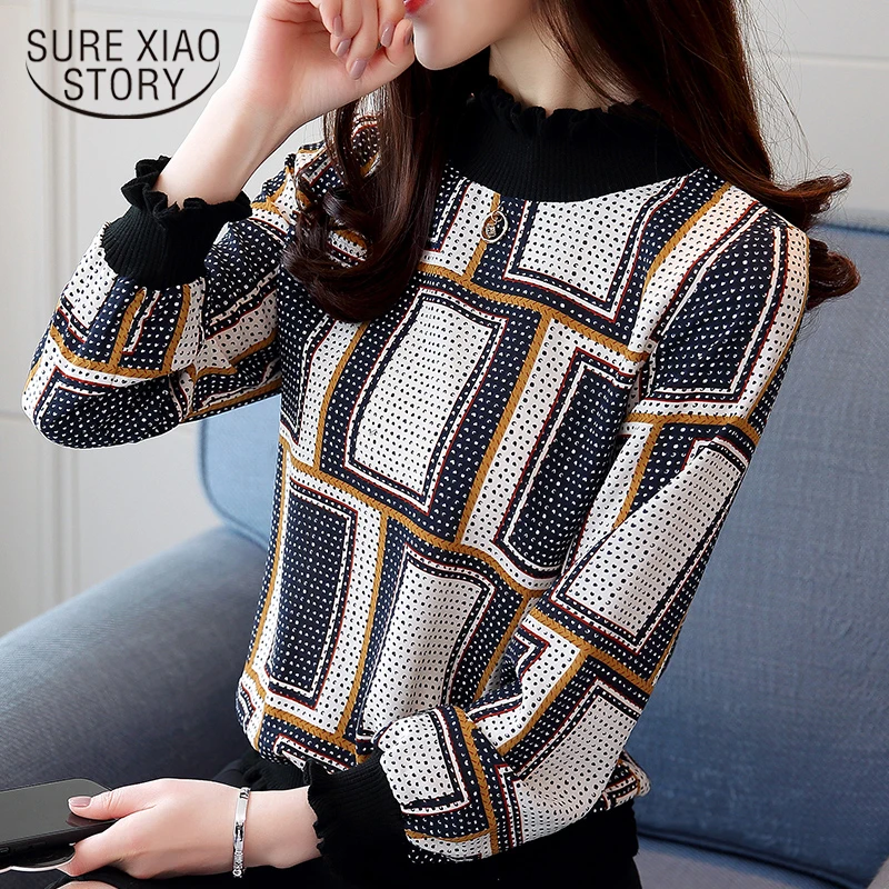 

New 2021 Fashion Casual Striped Plaid Chiffon Women Blouse Shirt Long Sleeve Chiffon Ladies Female Tops Blusas Shirts 0715 40