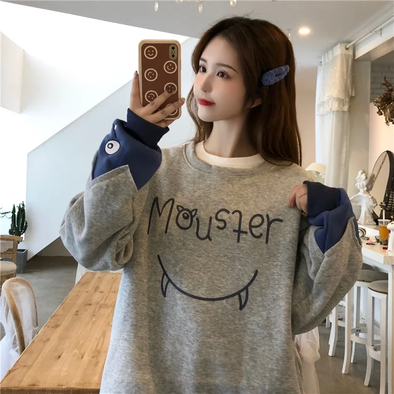 Женская толстовка с капюшоном свитер на осень новинка 2021 топ свободного покроя