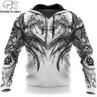 viking tattoo dragon 3d all over printed autumn men hoodies unisex casual pullovers zip hoodie streetwear sudadera hombre dw630