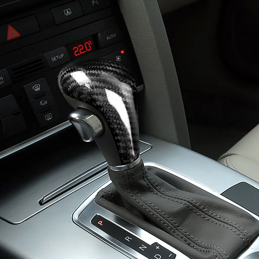 

Real Carbon Fiber Gear Shift Knob Trim Cover Decor Auto Styling Trim Cover Sticker Parts for Audi A4L A5 A6L Q5 Q7