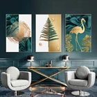 Современные абстрактные минимализм светильник роскошный золотой завод Фламинго Северная декоративная живопись на холсте Гостиная коридор арт-деко