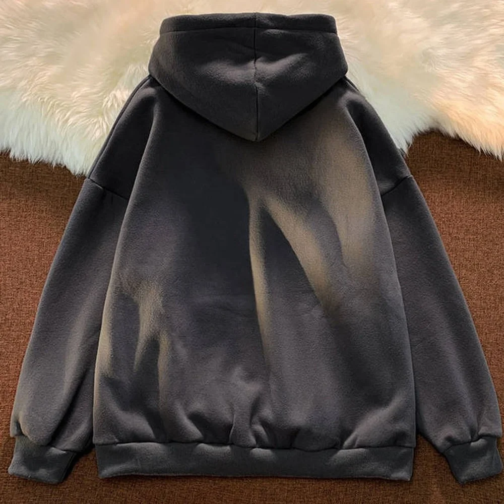 Женская толстовка с капюшоном теплая Свободная Толстовка большого размера