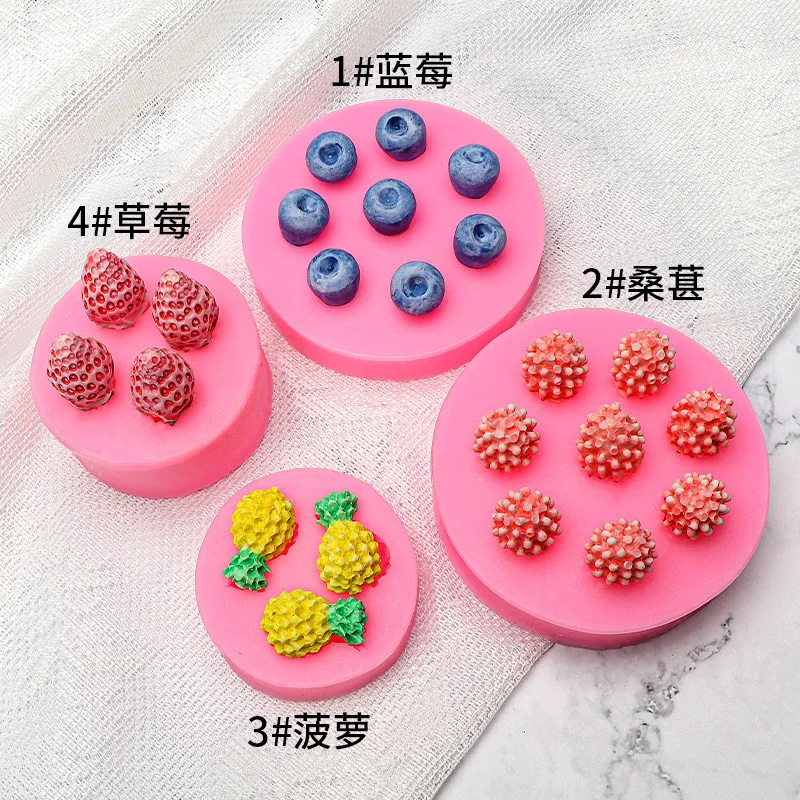 

DIY Baking Cake Candle Decoration Silicone Mould Strawberry Cherry Pineapple Mold Candle Making