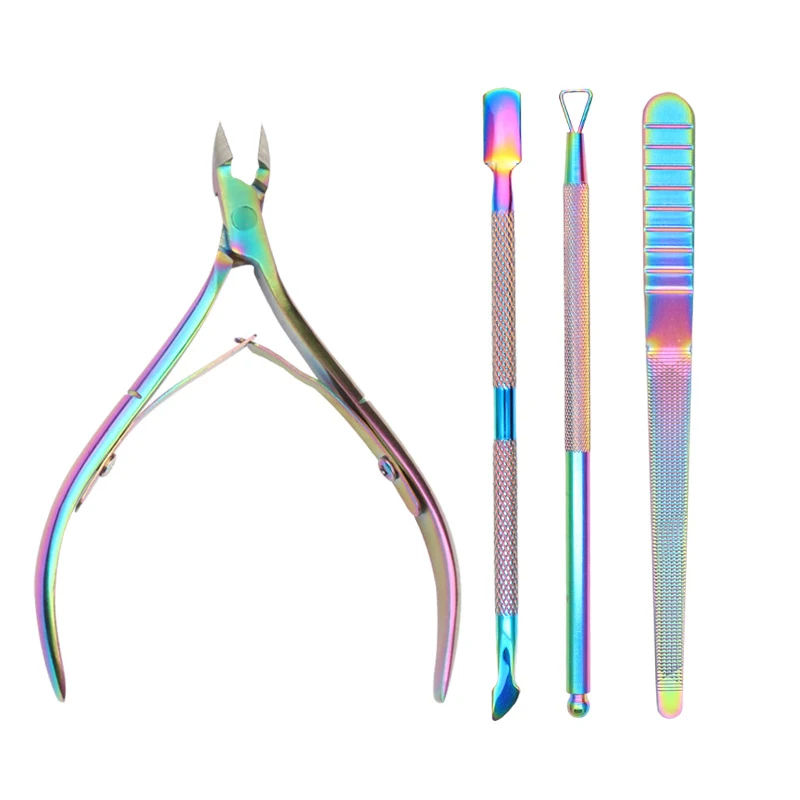 

4pcs/set Trimming Professional Fingernail Stainless Steel Pusher Cutter Art Cuticle Scissors Cuticle Clipper Manicure Tools