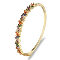 aibef geometric rainbow crystal rhinestone cuff bangle copper gold opening bracelet for women 2020 fashion jewelry pulseiras