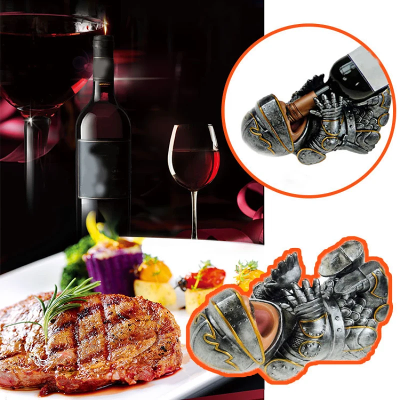 Knight Wine Bottle Holder Resin Armored Figurines Rack Animal Beer Stand Ornament Home Bar Craft Decoration | Дом и сад