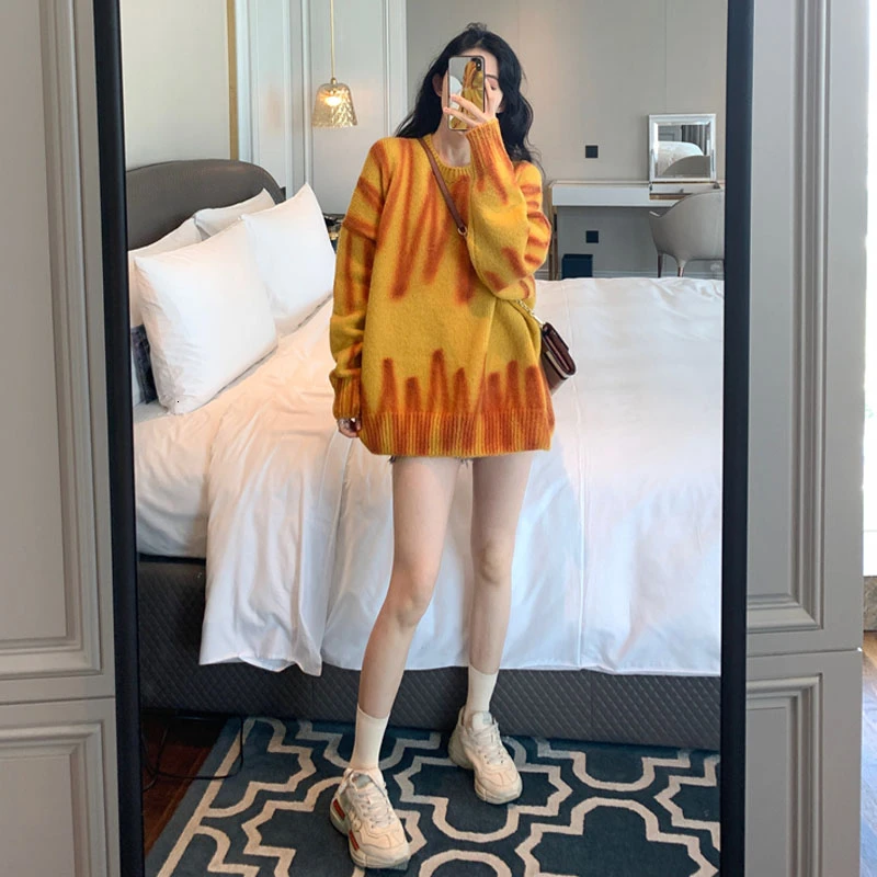 2021 Новинка весны женские пуловеры уличный сверхразмерный с рисунком тучки