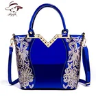 Сумка на плечо женская из лакированной кожи, вечерняя сумочка для вечерние, брендовая дизайнерская вместительная тоут через плечо с блестками, 2021