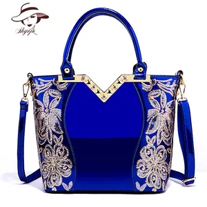 Сумка на плечо женская из лакированной кожи, вечерняя сумочка для вечерние, брендовая дизайнерская вместительная тоут через плечо с блестками, 2021