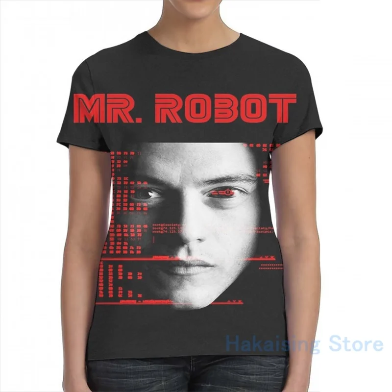 Футболка с надписью MR ROBOT red_cmd для мужчин и женщин