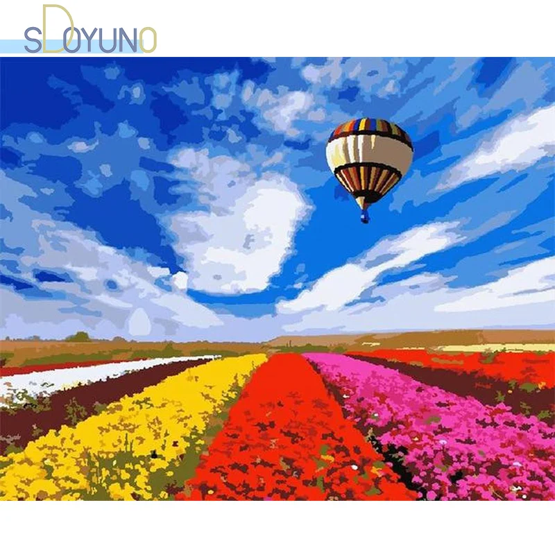 SDOYUNO 60x75 см картина маслом по номерам Цветок море выполненные по номерам DIY картина по номерам пейзажа ручная роспись маслом на холсте домашн...