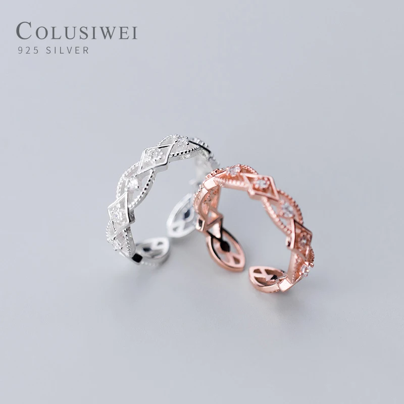 

COLUSIWEI Сияющий Циркон геометрическое кольцо с ромбовидным орнаментом для женщин 925 стерлингового серебра Бесплатная Размеры Enagement обручальн...