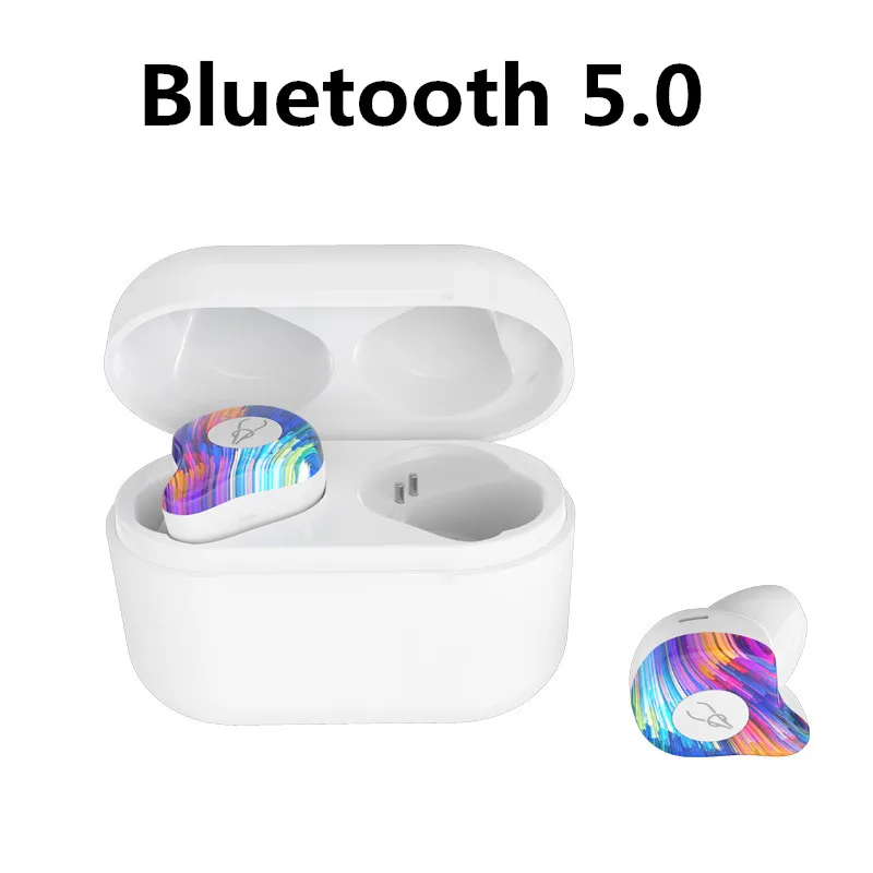 Беспроводные Bluetooth наушники 5,0 с зарядным ящиком, черные бинауральные наушники-вкладыши, спортивные наушники для бега, розовая Водонепроницаемая стереогарнитура - Цвет: blooming