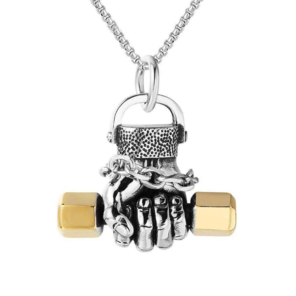 

Ожерелье мужское из нержавеющей стали с подвеской в виде гантели