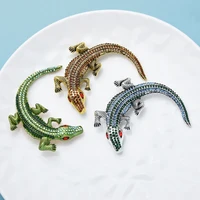 wulibaby rhinestone crocodile brooches for women unisex 3 color alligator sparkling animal party casual brooch pin gifts