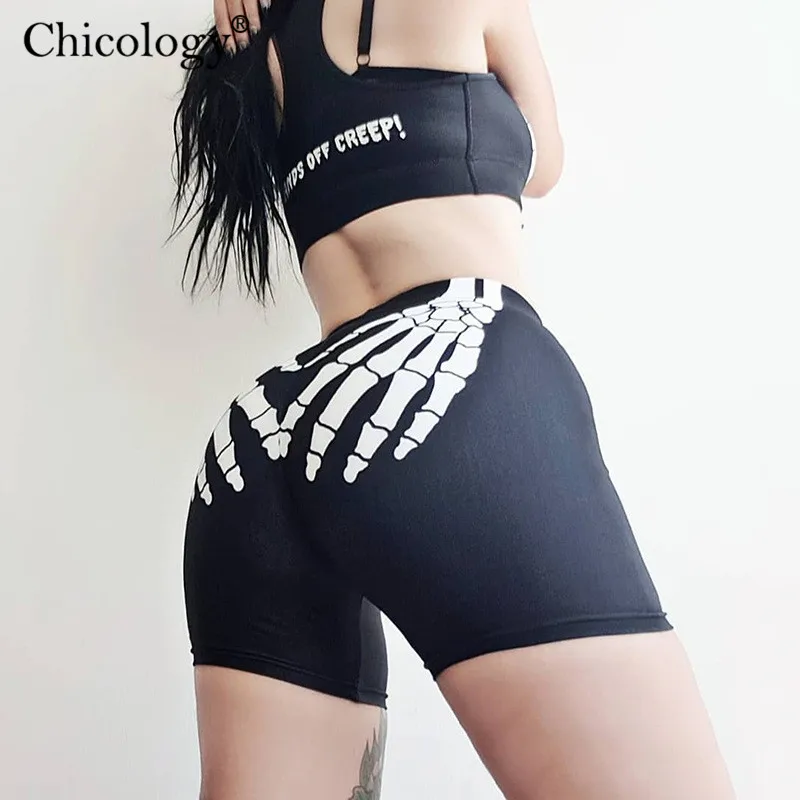 Женский укороченный топ с принтом в виде скелета Chicology комплект из 2 предметов