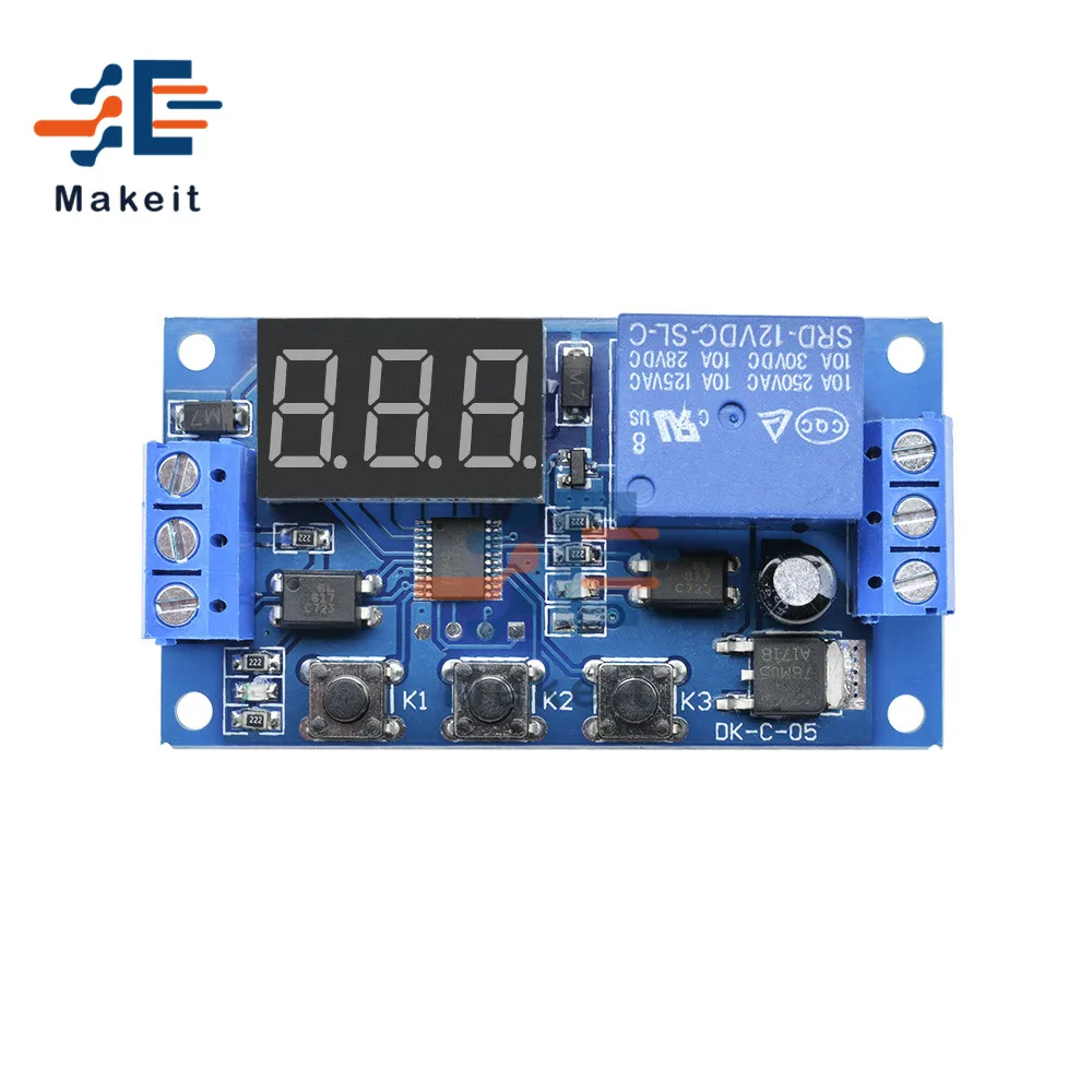 DC 12V светодиодный цифровой Дисплей реле за запозданиевремени модуль триггер