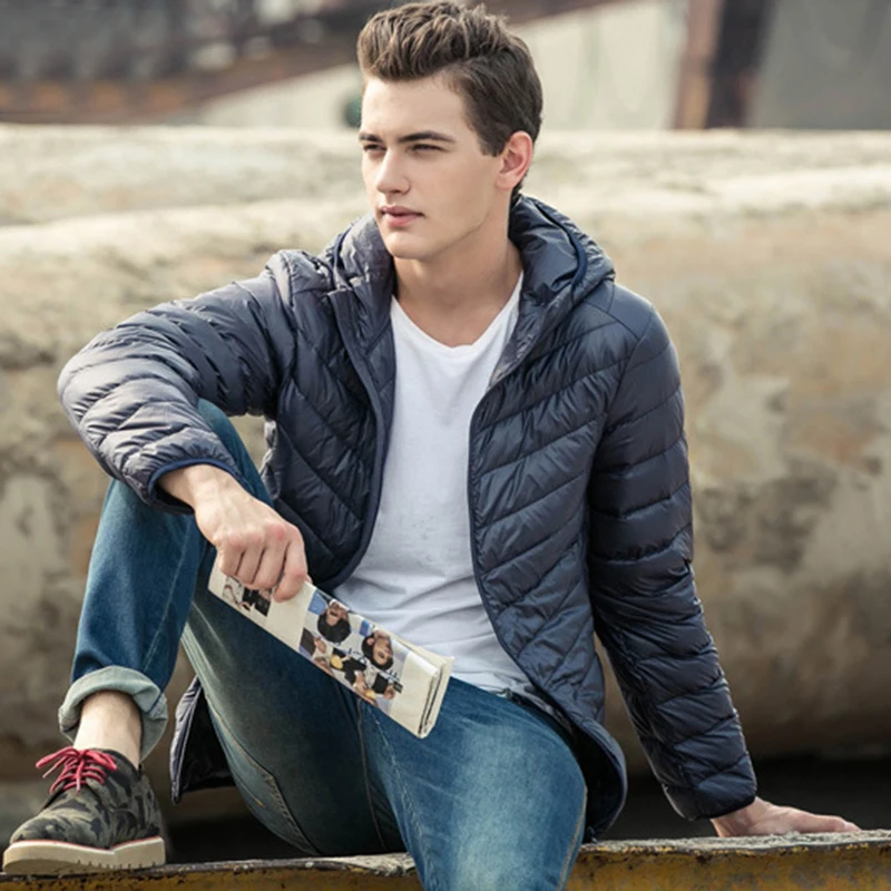 2019 мужские пальто с капюшоном куртки Теплый утиный пух наполнитель модный легкий