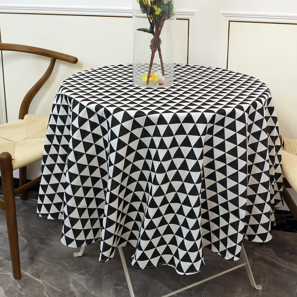 150cm table cloth cotton linen round tablecloth dining table cover nordic printed home decor white green dust cover for kitchen free global shipping