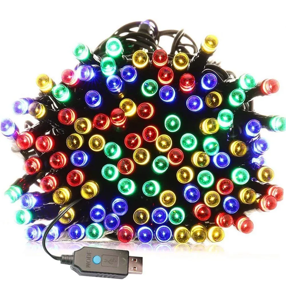multicolor DC5V светодиодный светильник с питанием от USB 10 м 20 м 100/200 светодиодов Водонепроницаемый черный проволочный светильник s для свадьбы, рождественской елки, сада, праздничного декора - Испускаемый цвет: multicolor