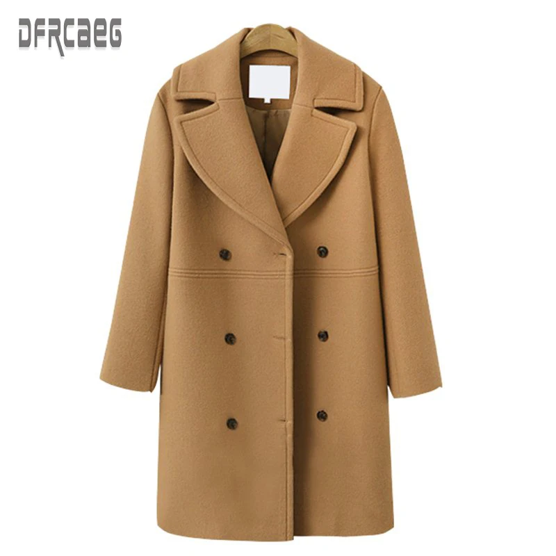Фото Winter 2019 New Warm Double Breasted Women Long Woolen Coat Solid Pockets Female Wool Jacket Black Casual Femme Женская одежда Winter 2019 New Warm Double Breasted Women Long Woolen Coat Solid Pockets Female Wool Jacket Black Casual Femme Женская одежда