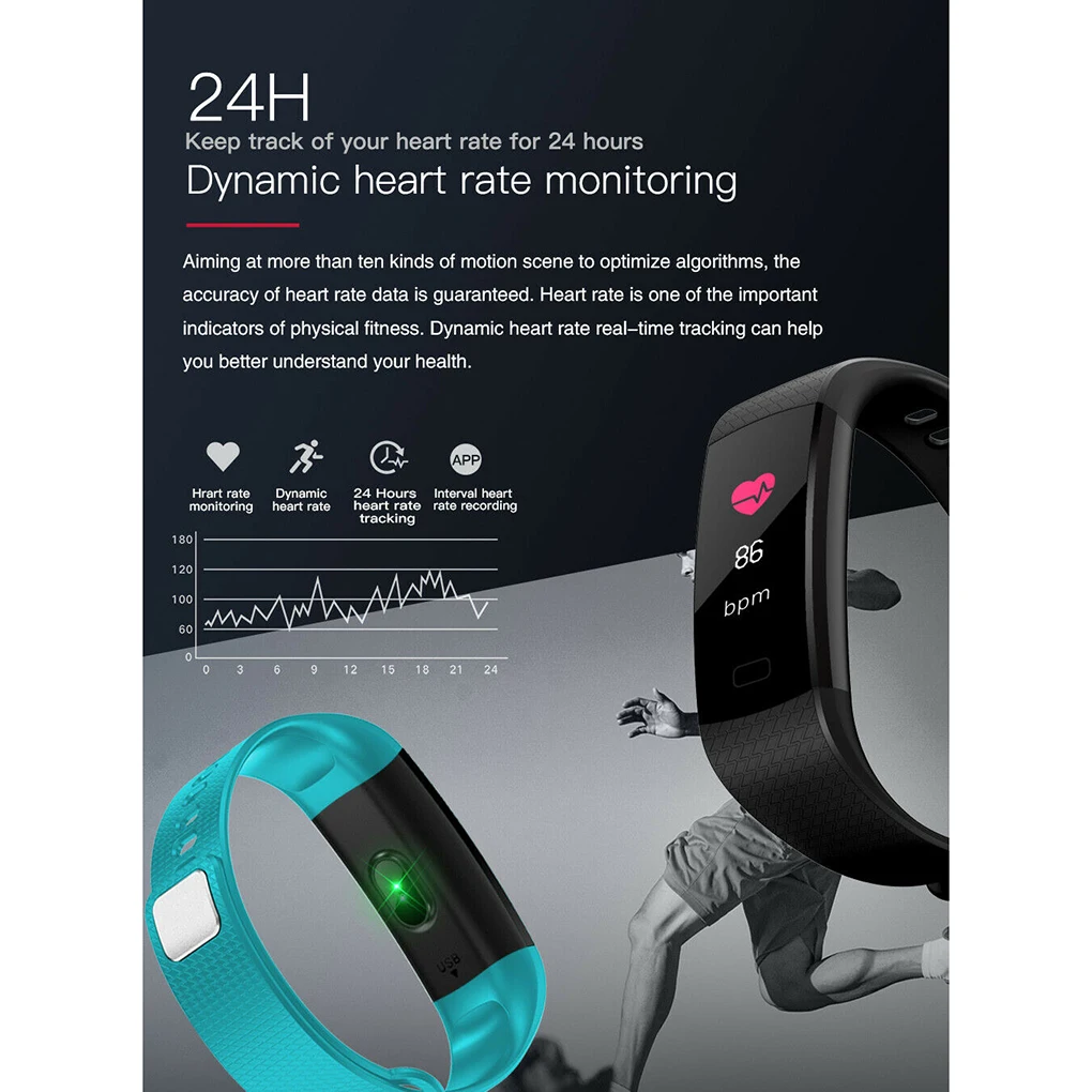

Y5 Smart Wristband Heart Rate Blood Pressure Monitor Tracker Waterproof Smart Wristband Smart Watch Men