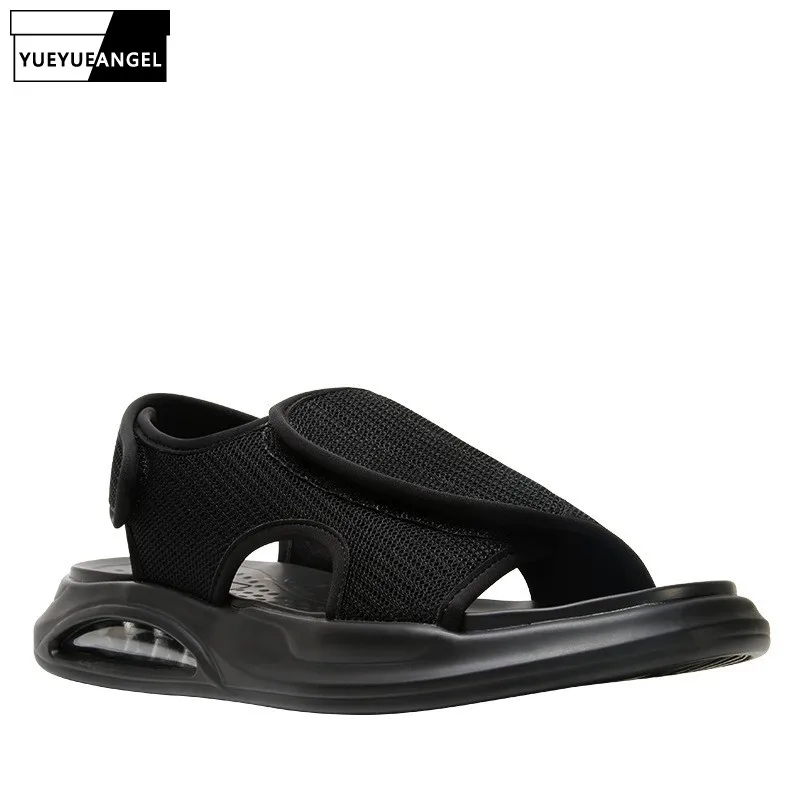 

Men Outdoor Slides Summer Street Breathable Open Toe Casual Sandals Solid Color Slip On Leisure Flat Beach Sandals Male 38-44