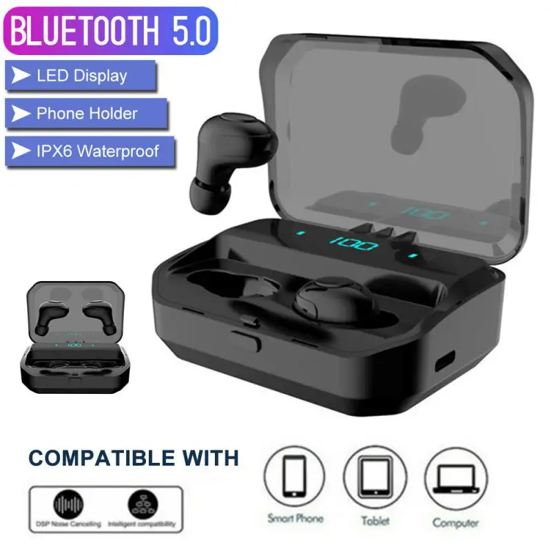 

Мини Bluetooth 5,0 гарнитура TWS беспроводные наушники-вкладыши стереонаушники для iPhone Samsung Huawei XiaoMi