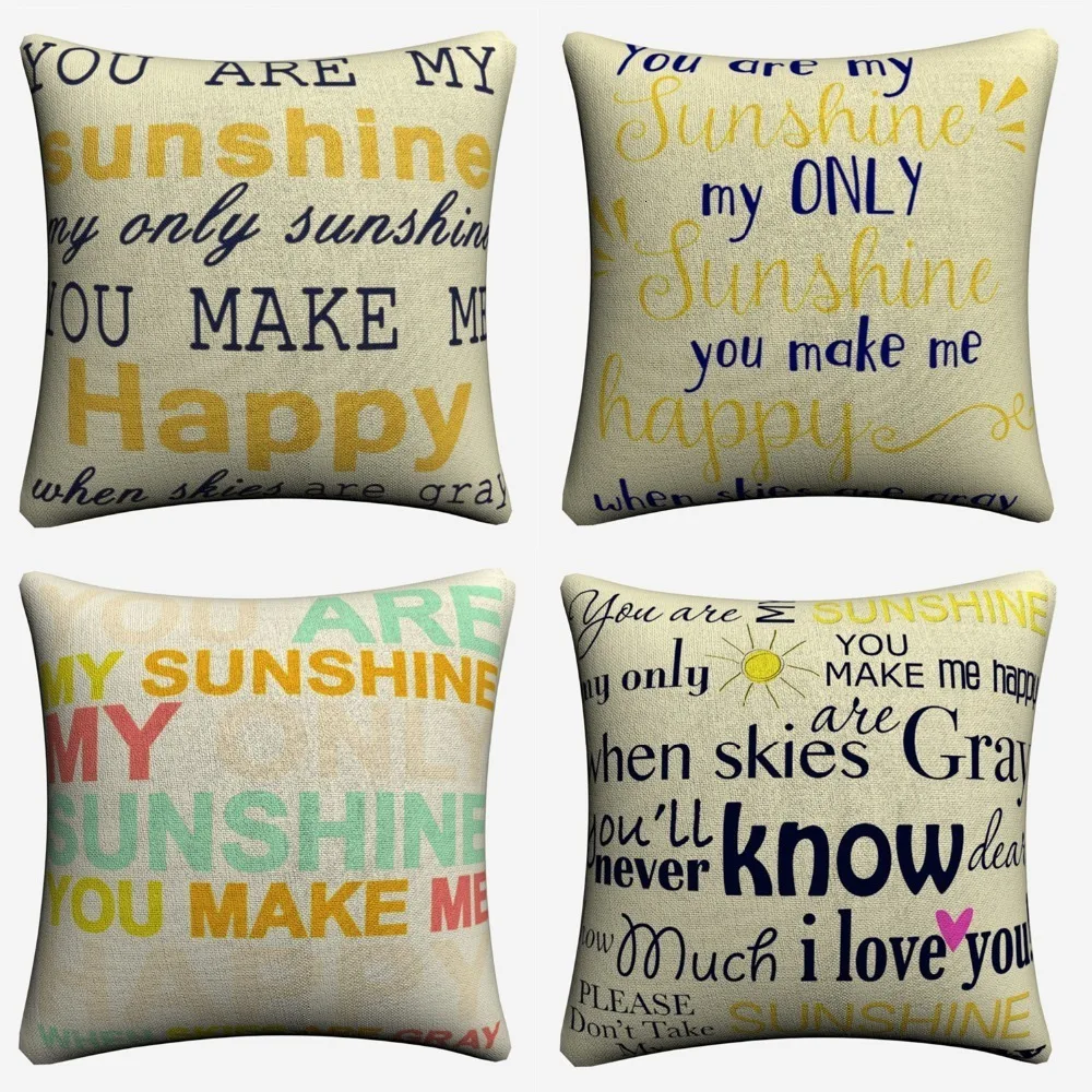 Чехол для подушки из хлопка и льна с надписью You Are My Sunshine дивана сидения