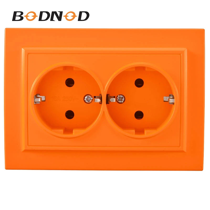 Розетка 2 Gang с заземлением оранжевая двойная розетка европейская DIY 16A 250V Legrand